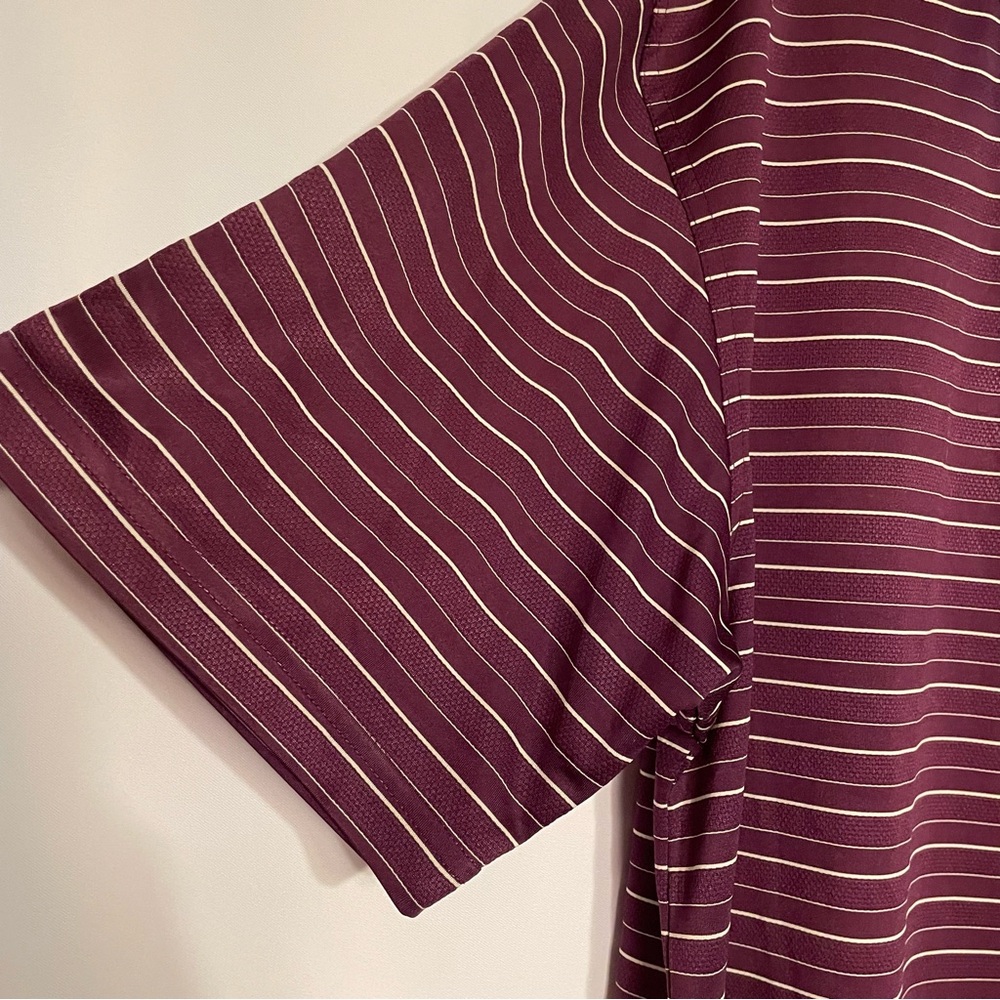 PGA Tour Golf Shirt Mens Large Purple Striped Short Sleeve Moisture Wicking Polo - Picture 6 of 7